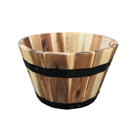 New Courtyard 11.5 x 7 in. Wood Barrel Wood Planter NE3238168